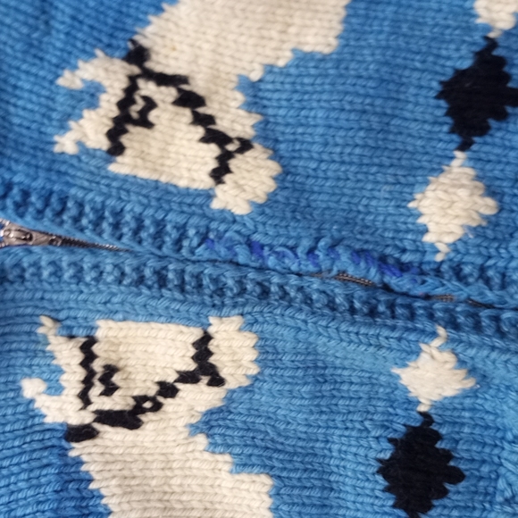 Vintage Handmade Horses Pattern Zip Up Sweater Jacket - Picture 3 of 7